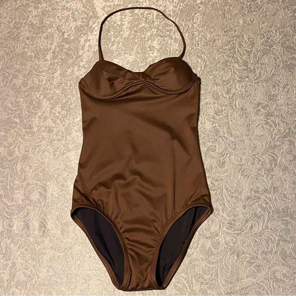 NWOT Strapless Halter Convertible Bathing Swim Suit 2 XS Twist Bandeau One Piece